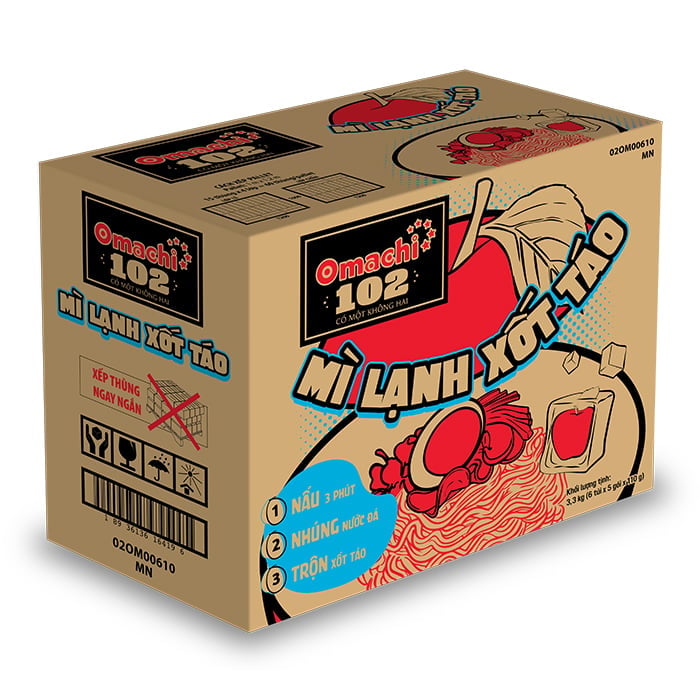 Mì dinh dưỡng khoai tây Omachi 102 Mì lạnh xốt táo Gói 110gr - Masan Consumer