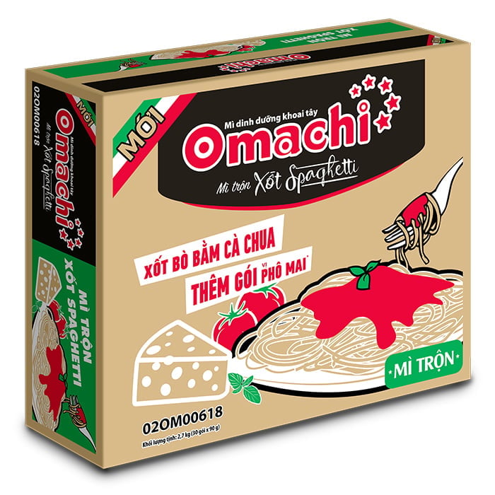 Mì dinh dưỡng khoai tây Omachi mì trộn xốt Spaghetti Gói 90gr - Masan Consumer