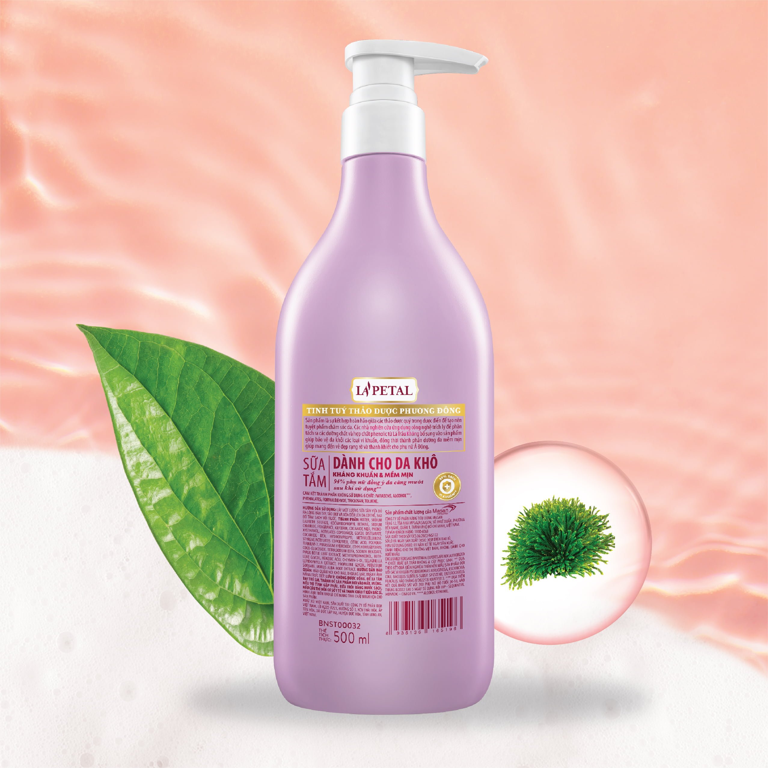 La'petal ANTIBACTERIAL & SOFTEN SKIN shower gel for dry skin 500ml - Masan Consumer