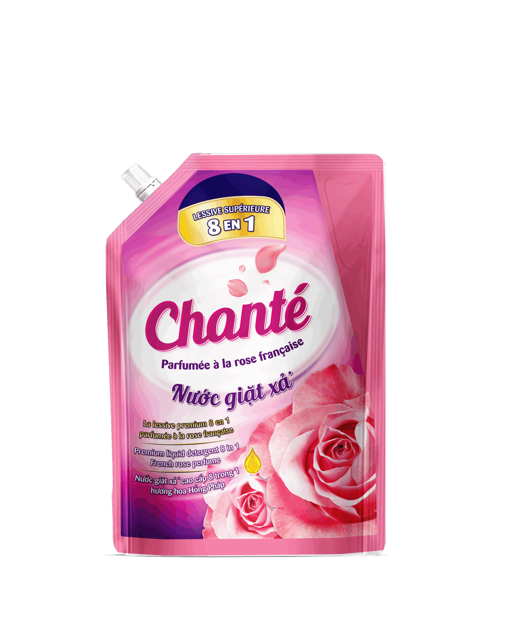Nước giặt xả 8 trong 1 Chanté hương hoa Hồng Ohara Pháp - Masan Consumer