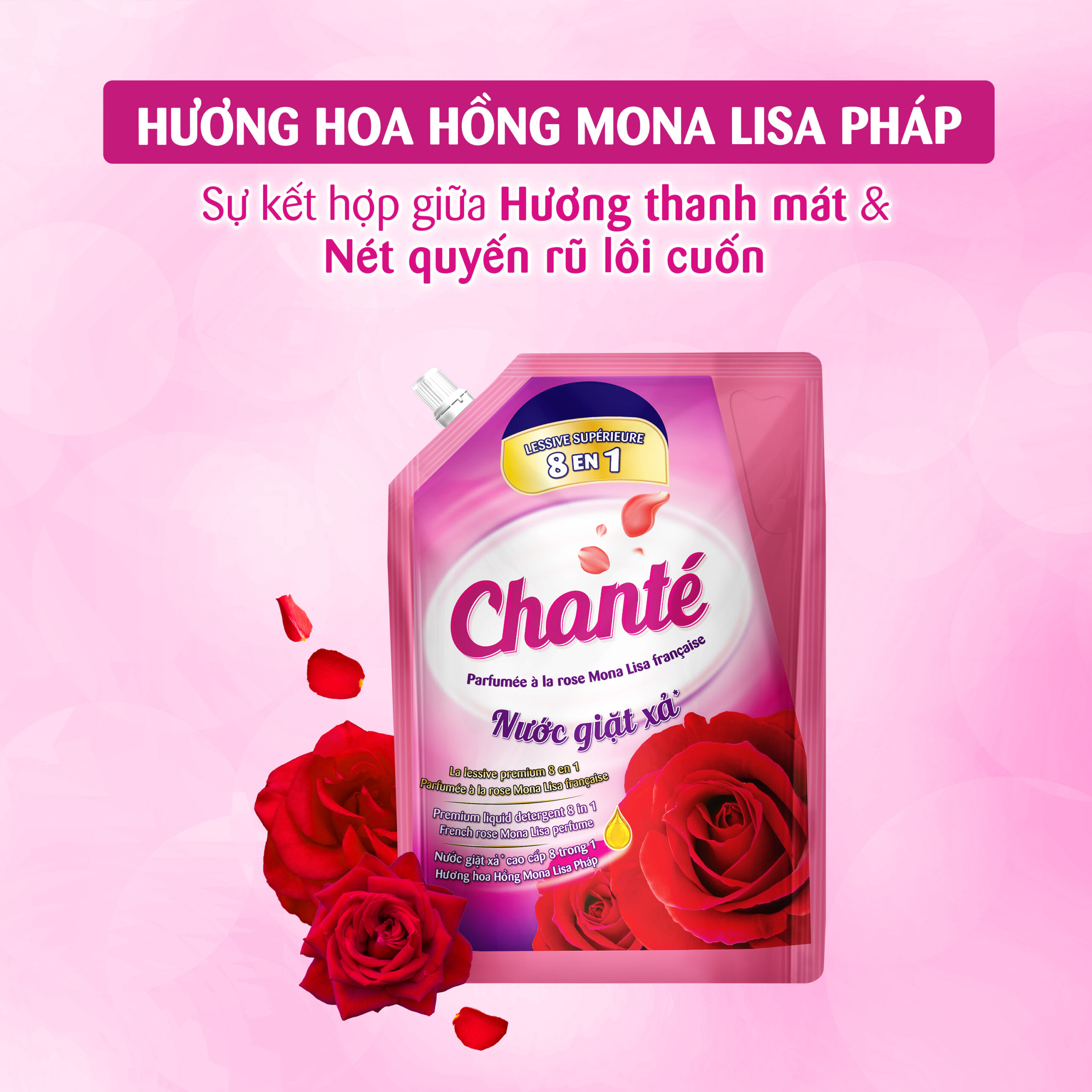 Nước giặt xả 8 trong 1 Chanté hương hoa Hồng Mona Lisa Pháp ​ - Masan Consumer