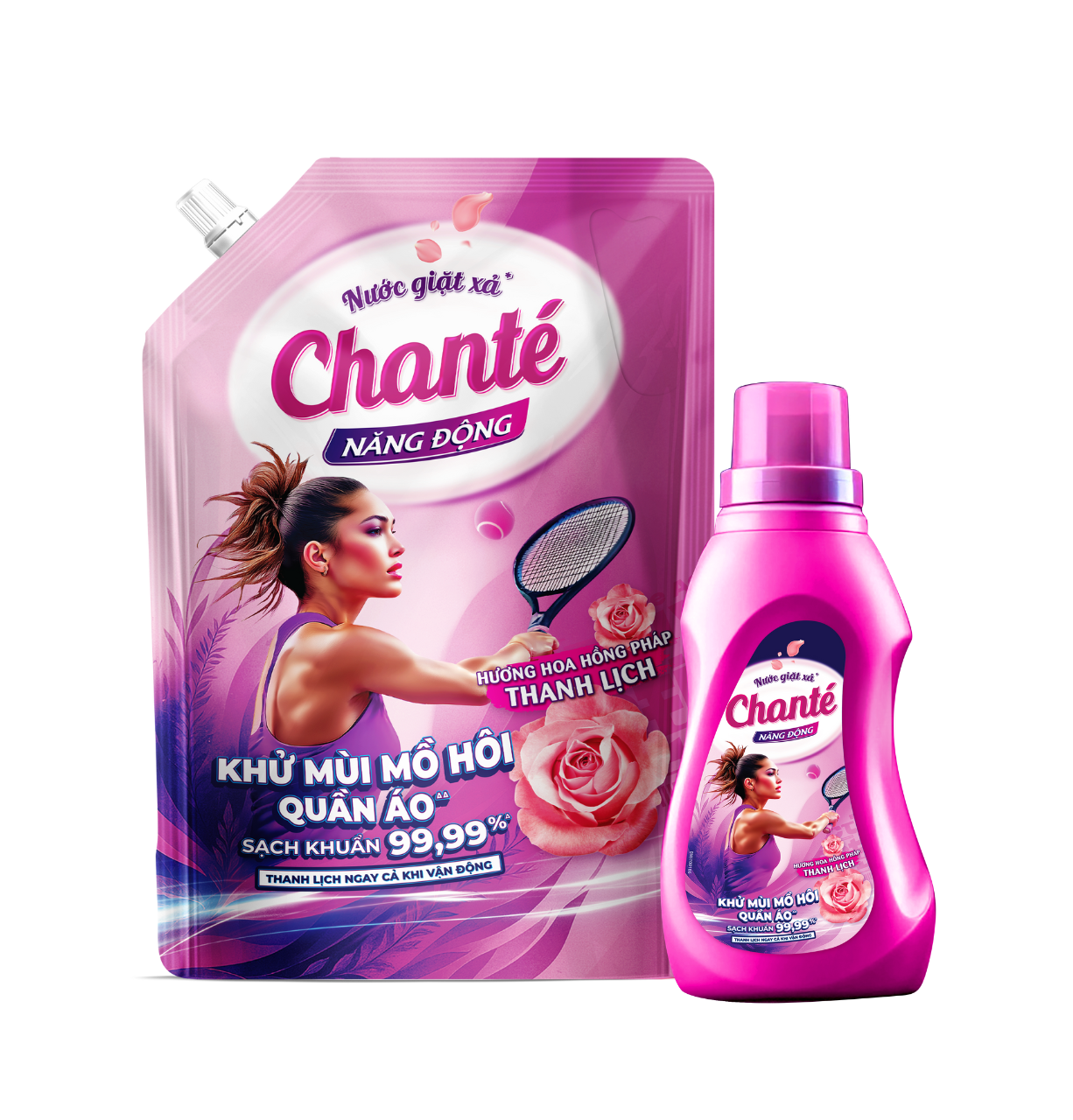 Nước giặt xả 8 trong 1 Chanté Năng Động hương hoa Hồng Pháp Thanh lịch - Masan Consumer