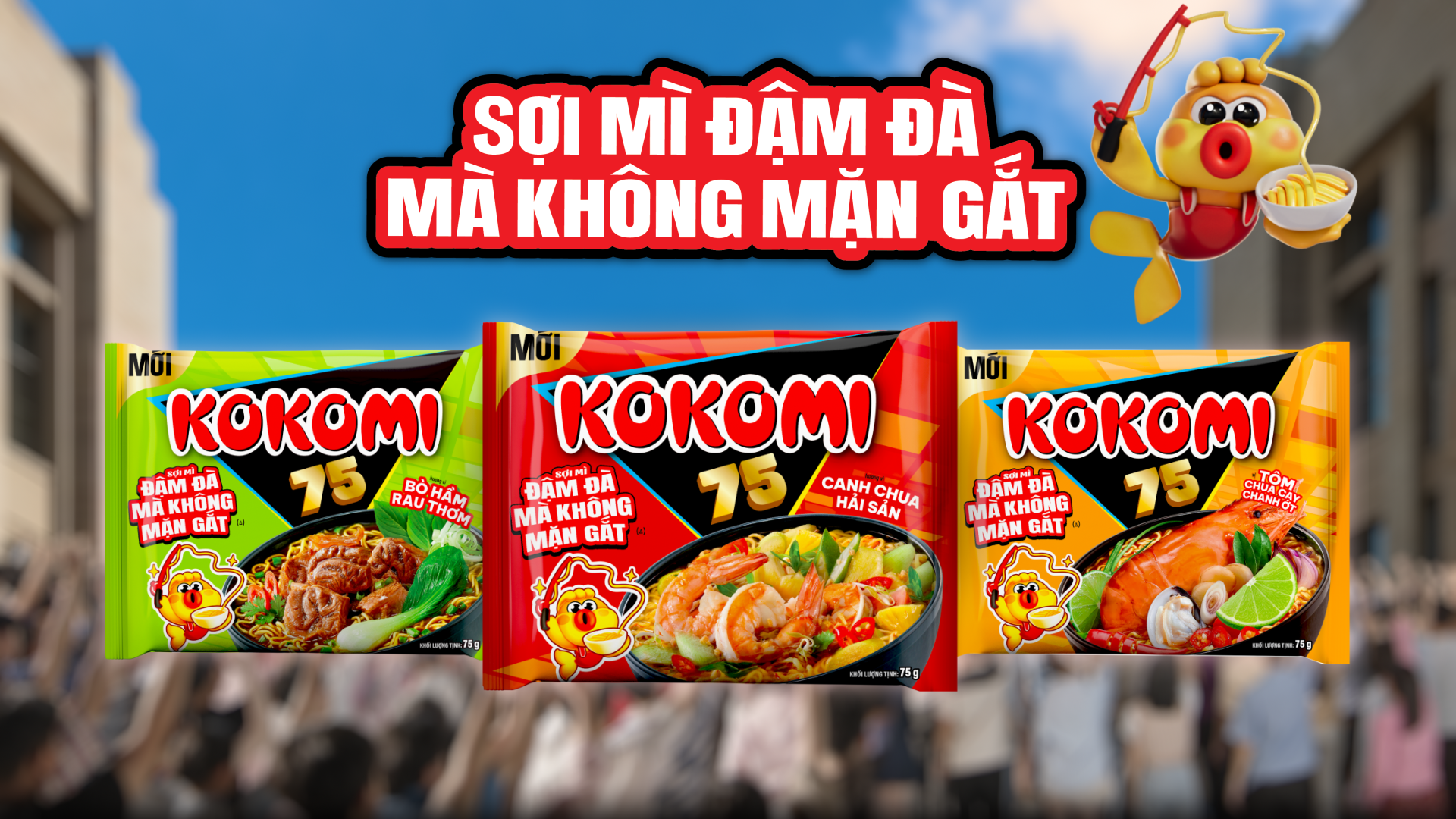 Kokomi 75 Mì hương vị Tôm Chua Cay Chanh Ớt - Gói 75gr - Masan Consumer