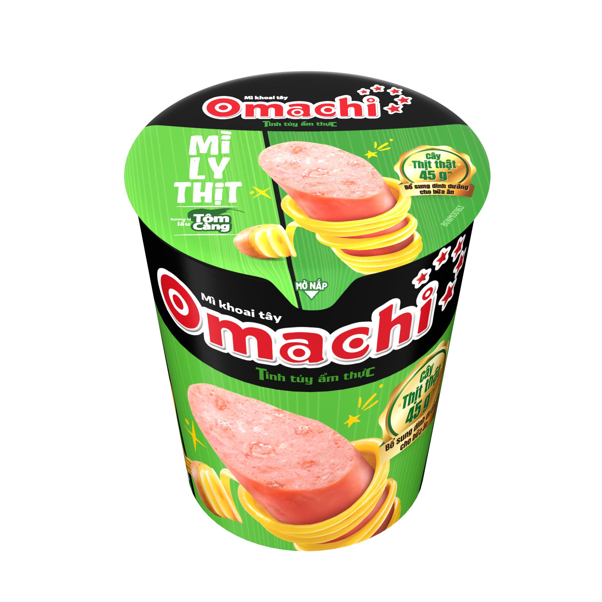 Mì khoai tây Omachi Mì ly thịt hương vị Lẩu tôm càng - Ly 112gr - Masan Consumer